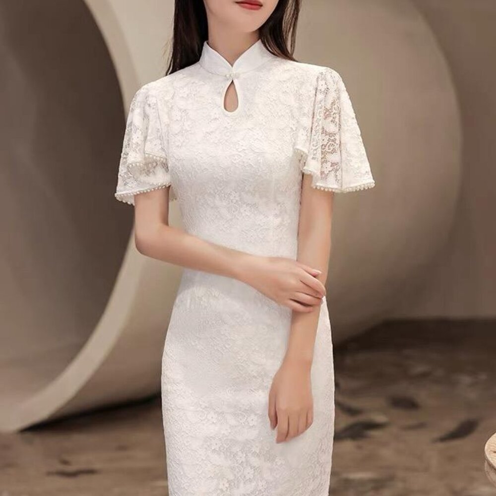 NWT - Beth and Brian - Pearl Lace, Midi Qipao